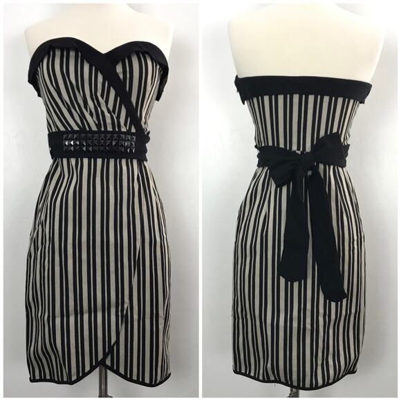 Eva Franco Dresses & Skirts - Anthropologie Eva Franco Strapless Dress Size 4 Stripes Retro Mod Coquette Prom